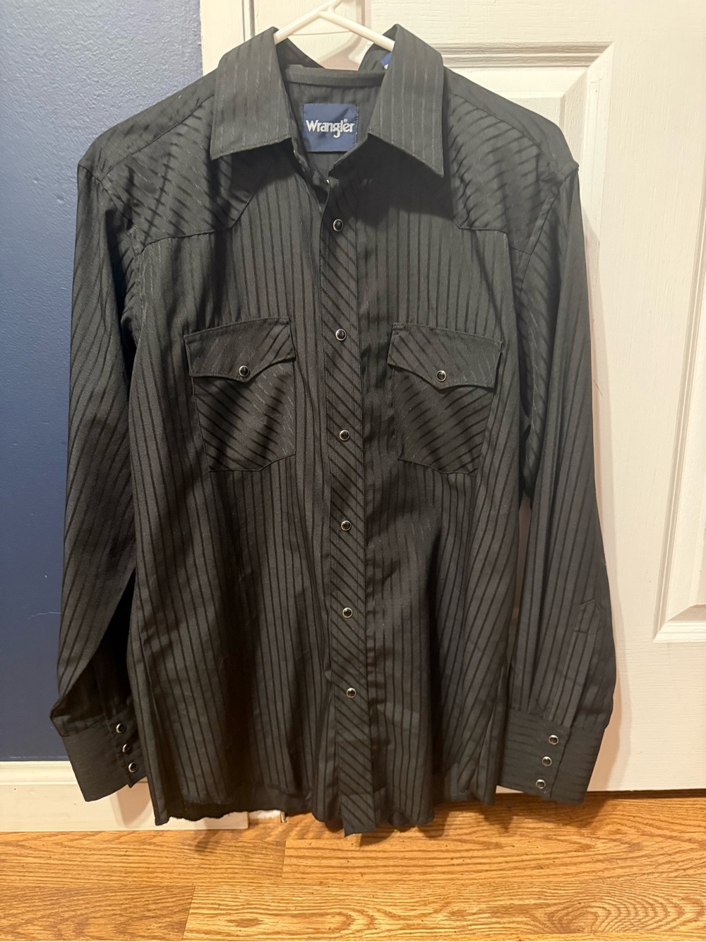 Wrangler Black Pinstripe Western Button-Down Shirt